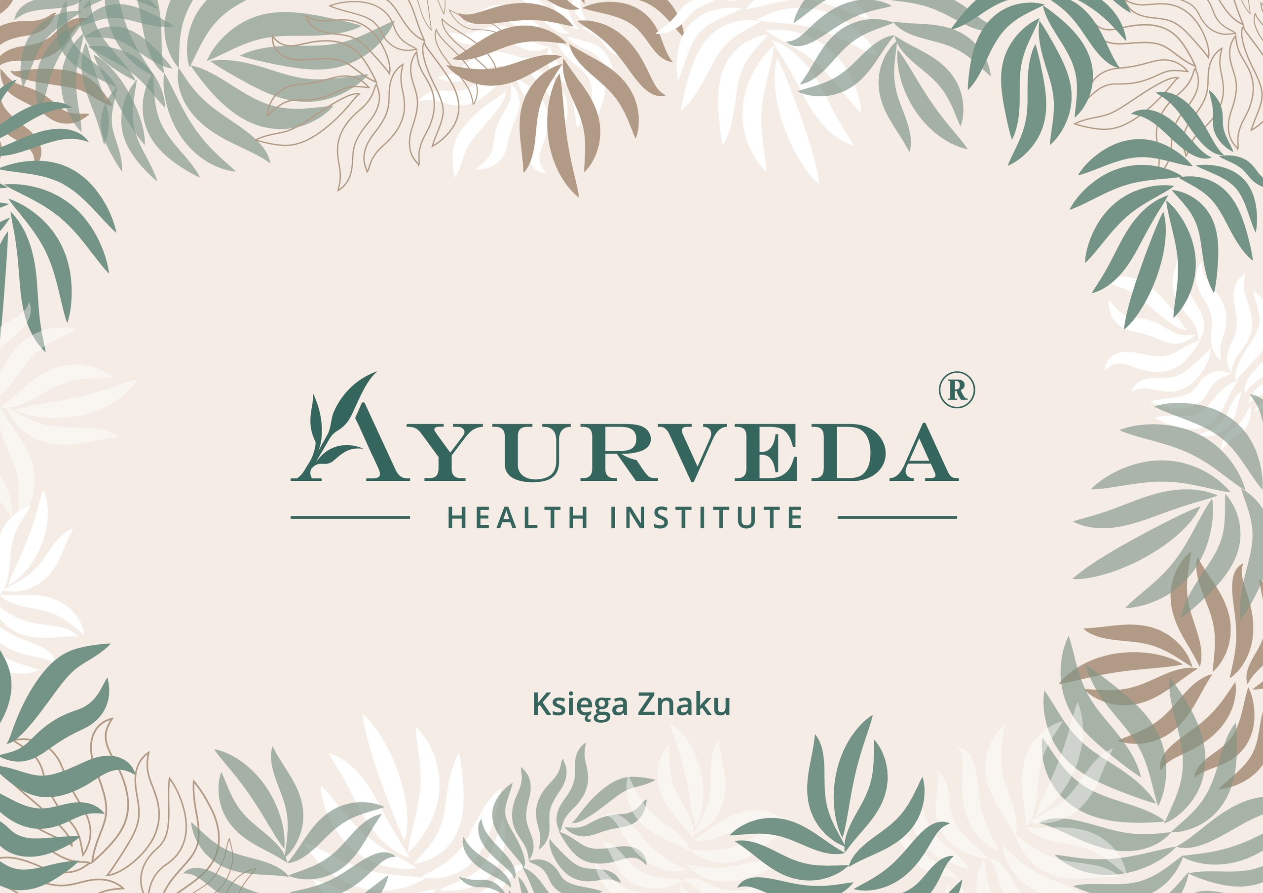Botanical Ayurveda Health Institute title page with green logo, subtitle, and “Księga Znaku” text.